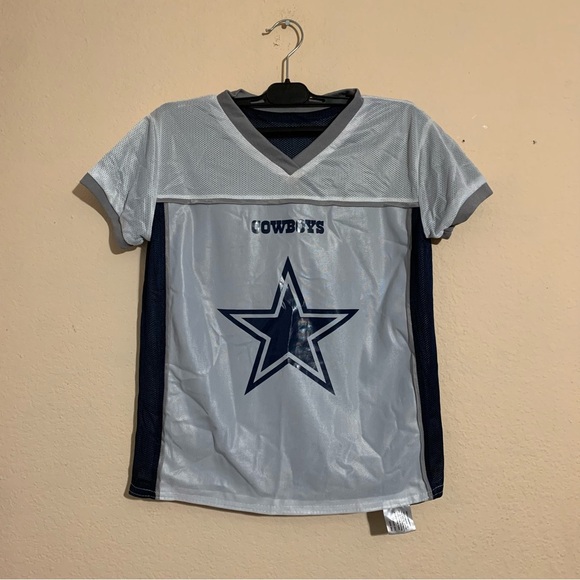 NFL Dallas Cowboys Reversible Flag Football Jersey Navy Blue/White Youth Medium - Picture 3 of 7